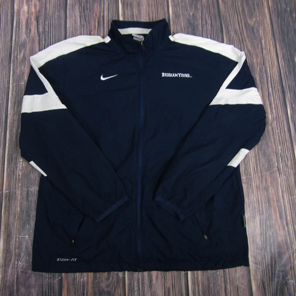Brigham‎ Young Cougars Jacket Mens Medium Navy NCAA Football Nike Storm Fit